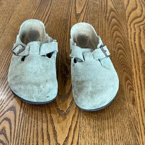 Birkenstock Suede Slip-On Sandals - Light Green